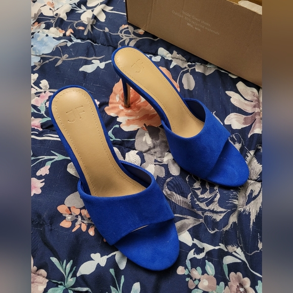 Justfab Maddie Slip On Blue Dress Sandals Size 7.5 - Picture 1 of 7